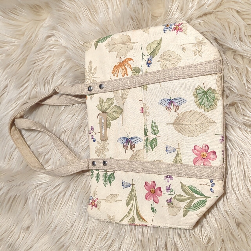Longaberger small tote bag purse flowers butterflies/or/moths?